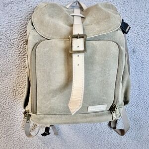 Bagsmart DSLR Street Camera Tech Backpack Green Beige Canvas Bag
